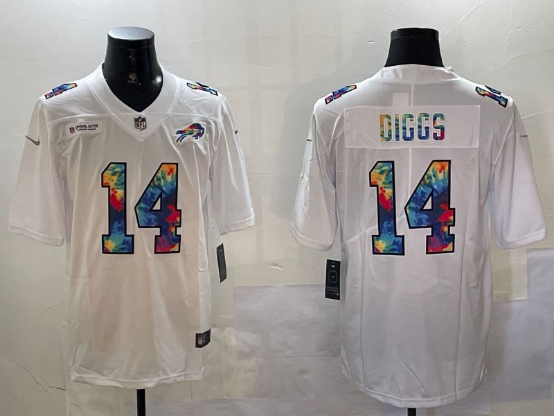 Men Buffalo Bills #14 Diggs White Rainbow 2024 Nike Limited NFL Jersey style 0108